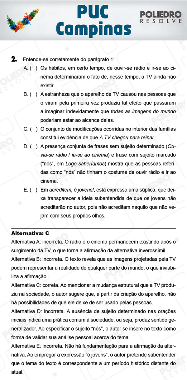 Questão 2 - 1ª Fase - Prova Verde - PUC-Campinas 2018