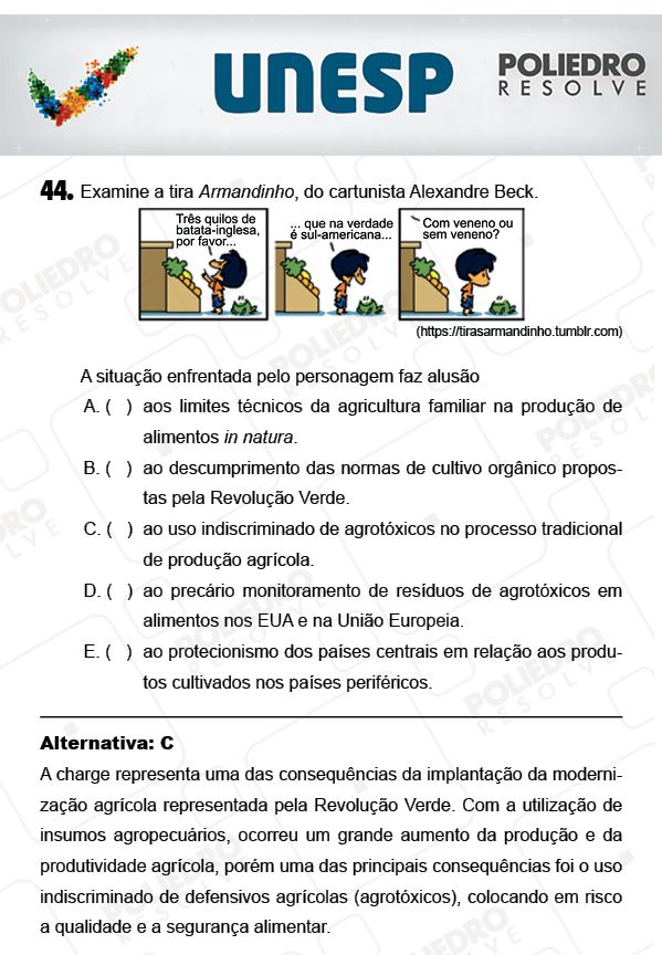 Questão 44 - 1ª Fase - PROVA 4 - UNESP 2018