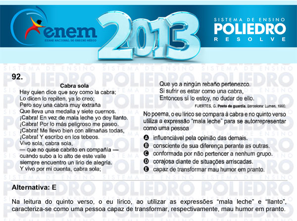 Questão 92 - Domingo (Prova Cinza) - ENEM 2013