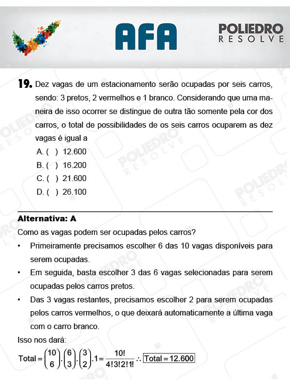 Questão 19 - Prova Modelo A - AFA 2018