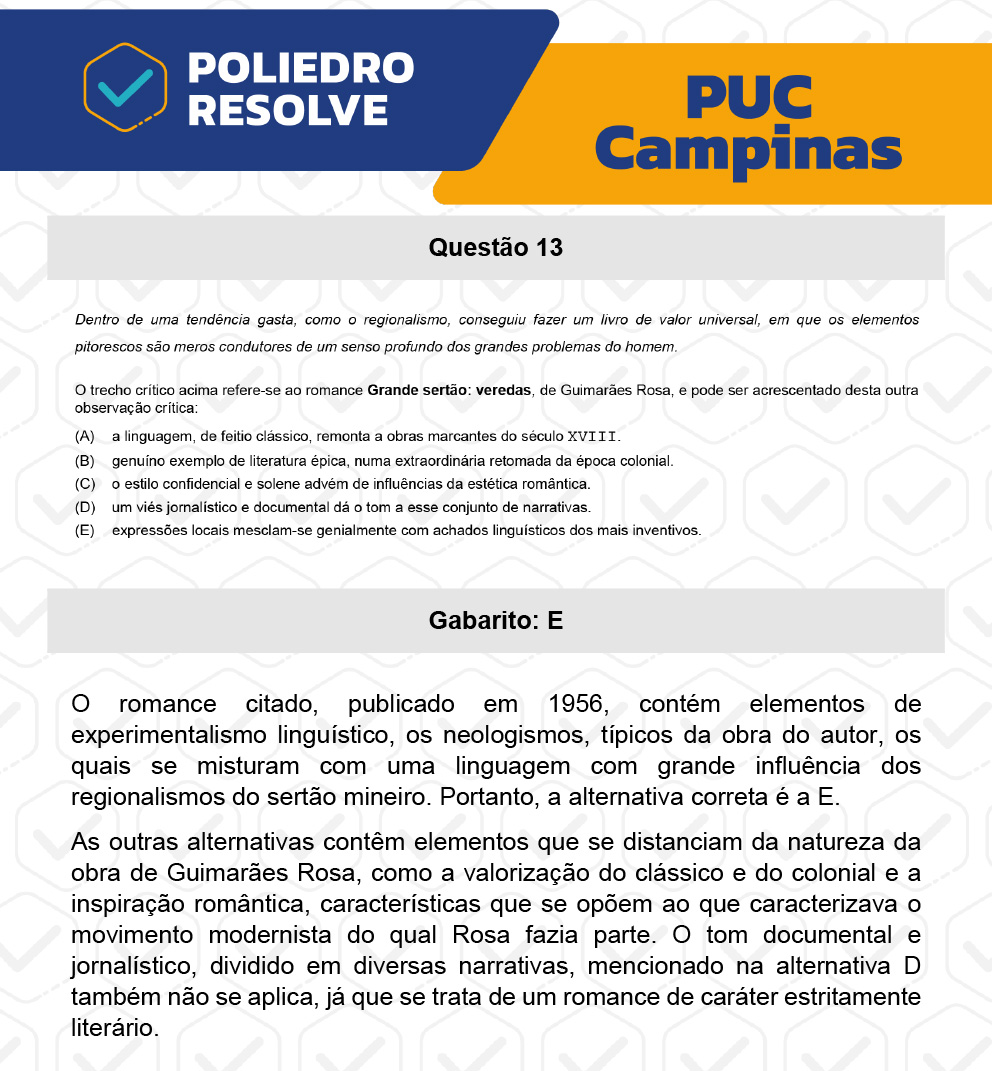 Questão 13 - Prova Geral e Medicina - PUC-Campinas 2023