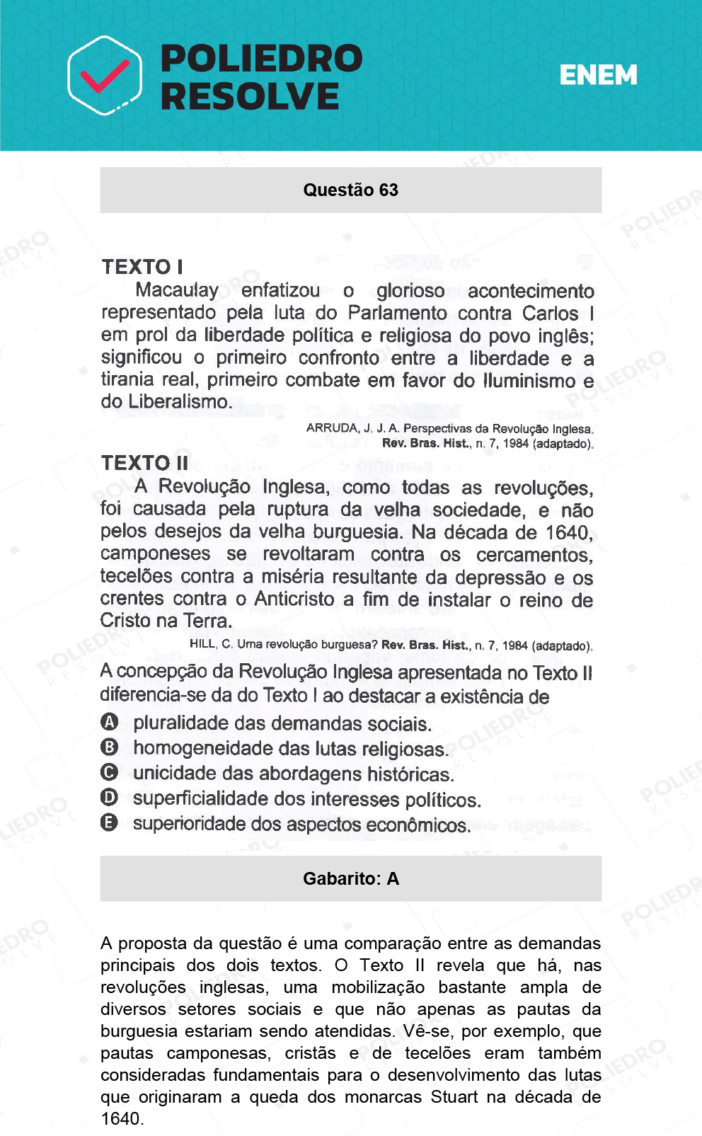 Questão 63 - 1º Dia - Prova Branca - ENEM 2021