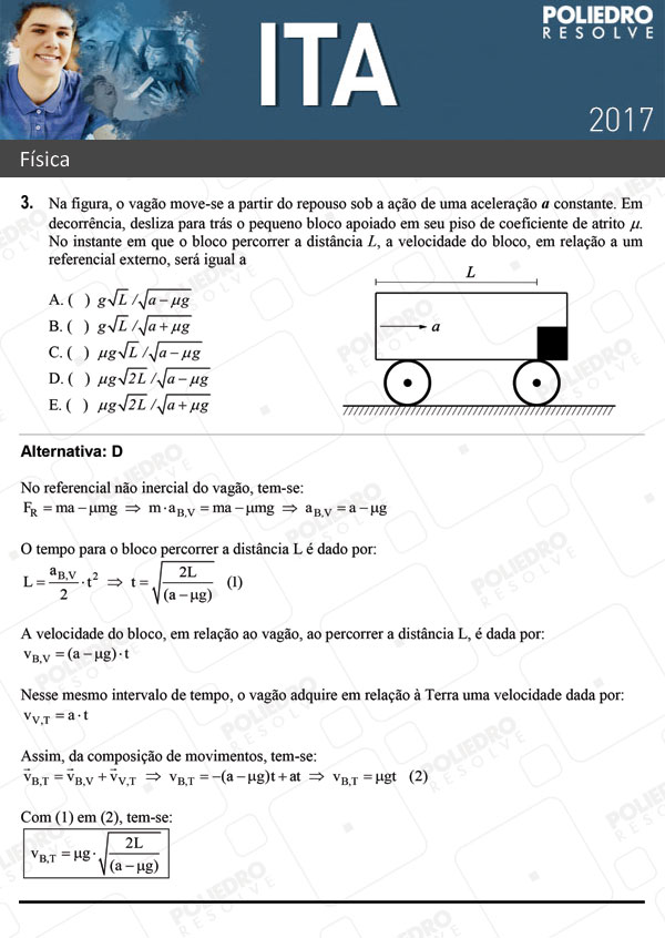 Questão 3 - Física - ITA 2017