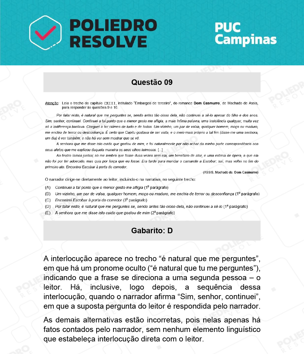 Questão 9 - Demais cursos - PUC-Campinas 2022