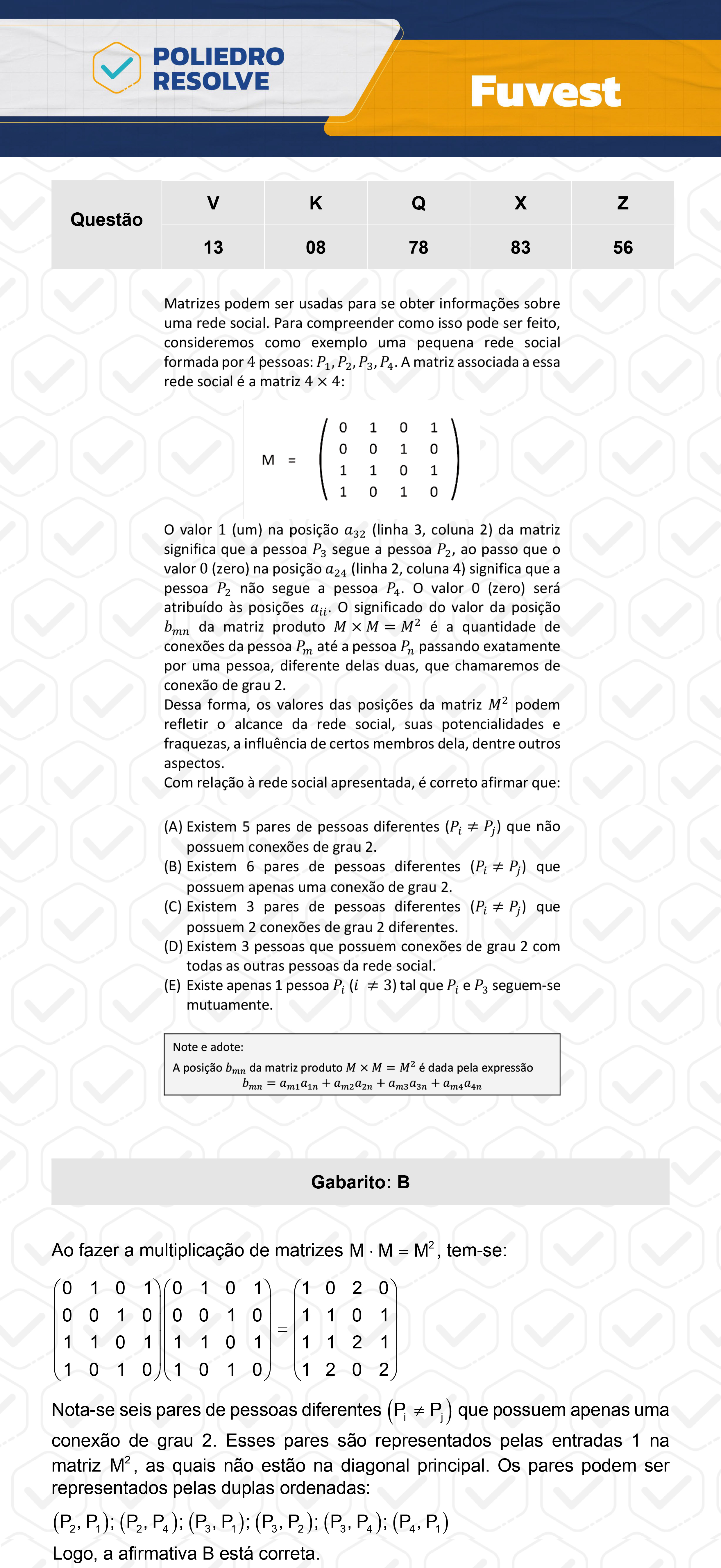 Questão 78 - 1ª Fase  - Prova Q - FUVEST 2024