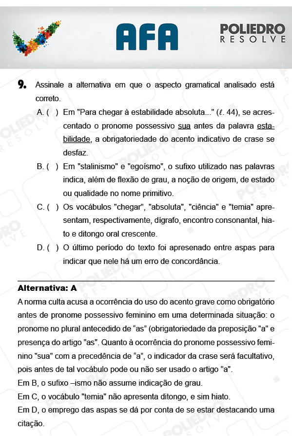 Questão 9 - Prova Modelo A - AFA 2018