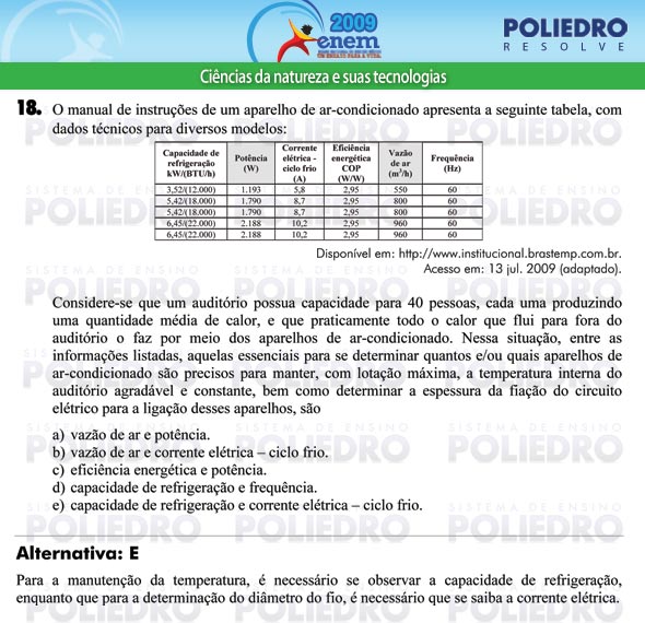 Questão 18 - Prova - ENEM 2009