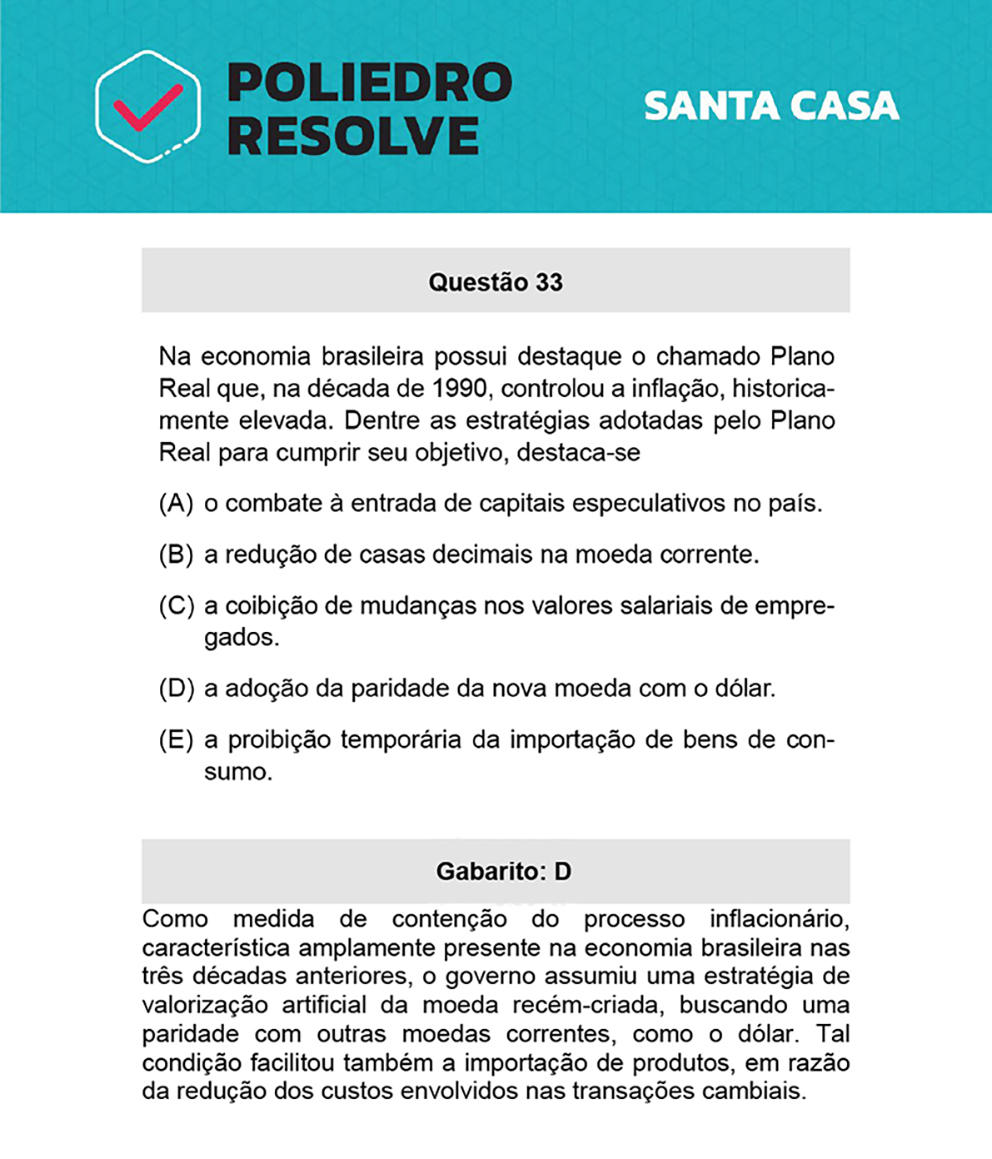 Questão 33 - 1º Dia - SANTA CASA 2022