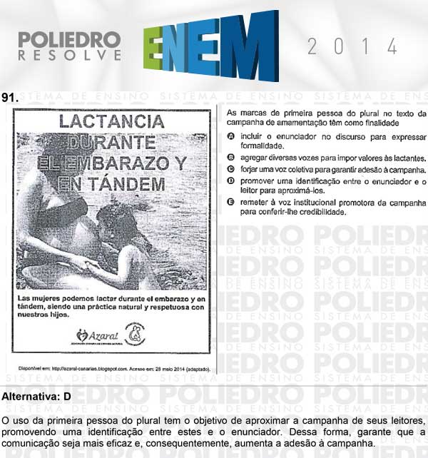Questão 91 - Domingo (Prova Cinza) - ENEM 2014