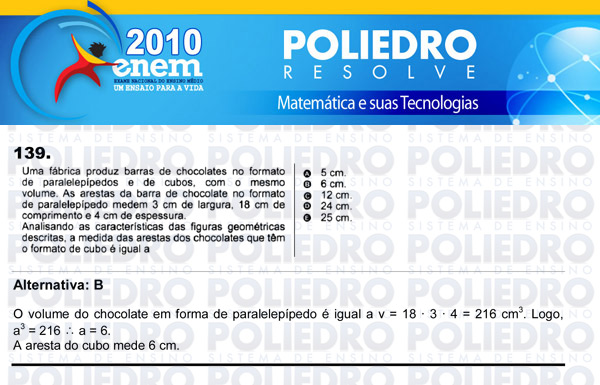 Questão 139 - Domingo (Prova rosa) - ENEM 2010