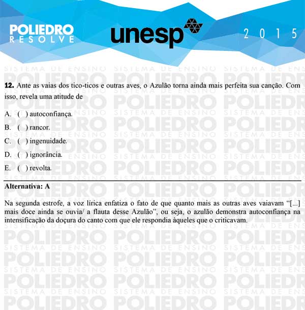 Questão 12 - 1ª Fase - UNESP 2015