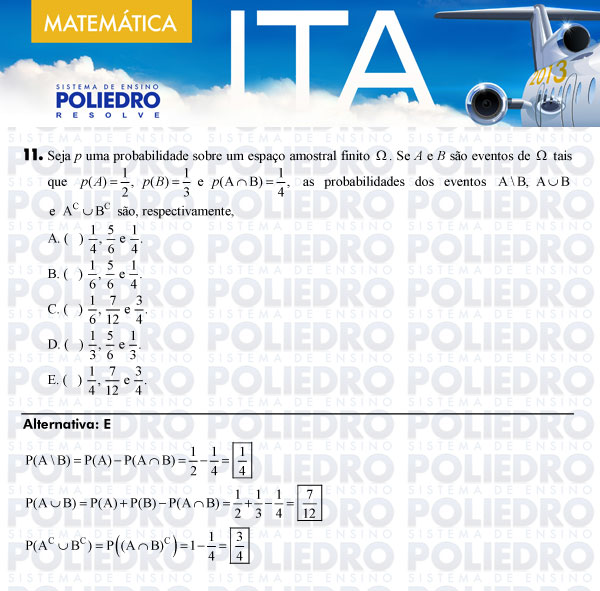 Questão 11 - Matemática - ITA 2013