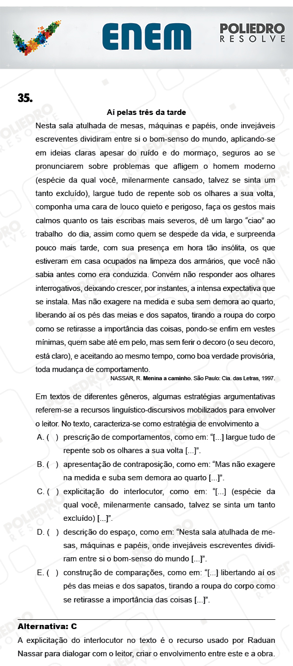 Questão 35 - 1º Dia (PROVA AZUL) - ENEM 2017