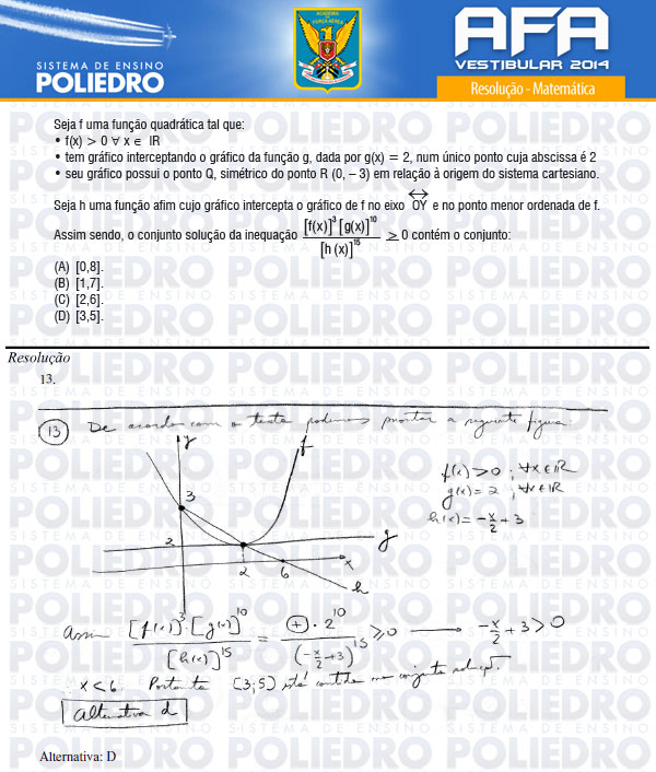 Questão 13 - Prova Modelo B - AFA 2014