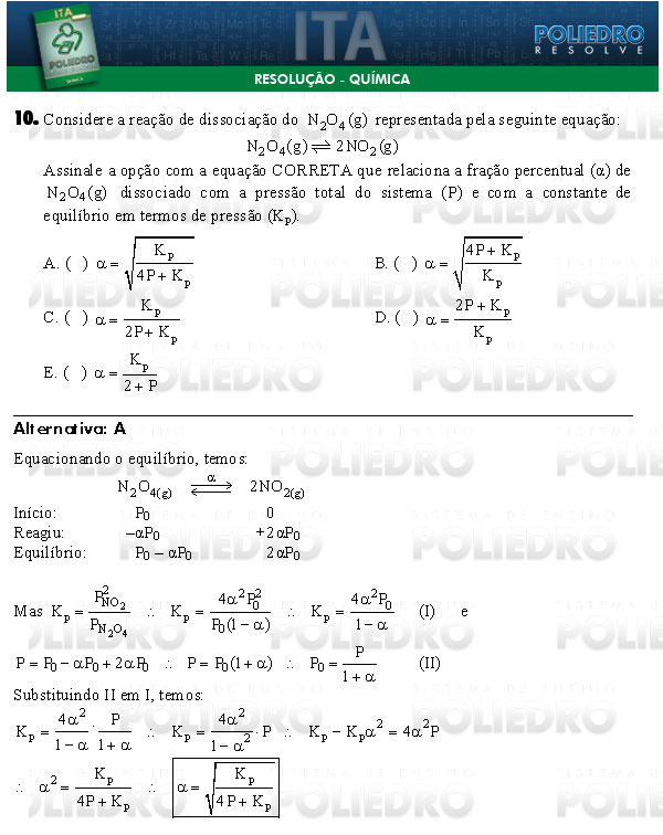 Questão 10 - Química - ITA 2009