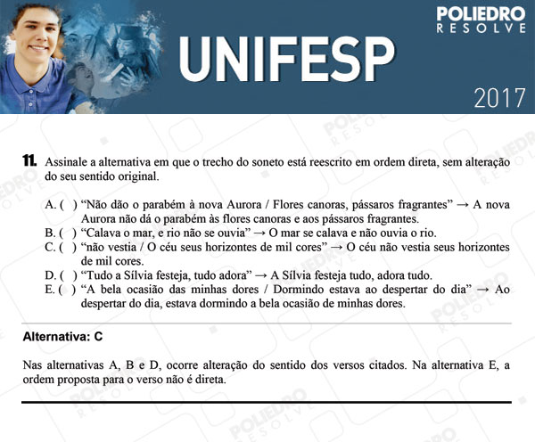 Questão 11 - 1º dia - UNIFESP 2017