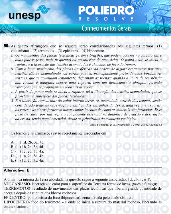 Questão 50 - 1ª Fase - UNESP 2011