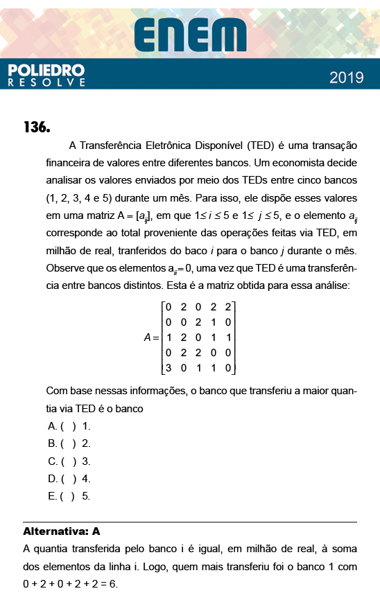 Questão 136 - 2º Dia - Prova AZUL - ENEM 2018