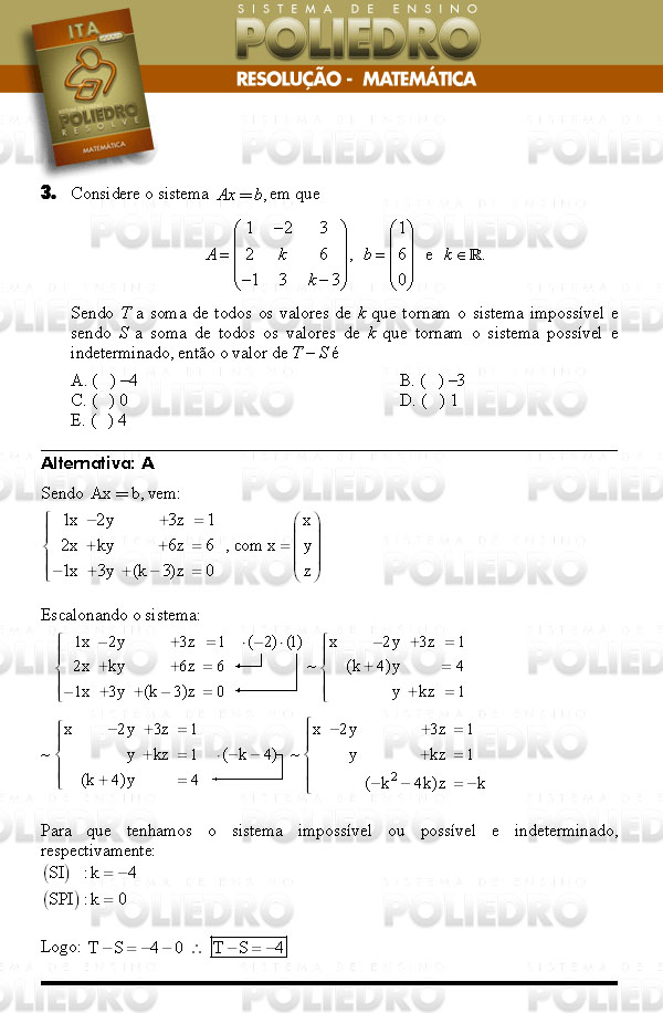 Questão 3 - Matemática - ITA 2008