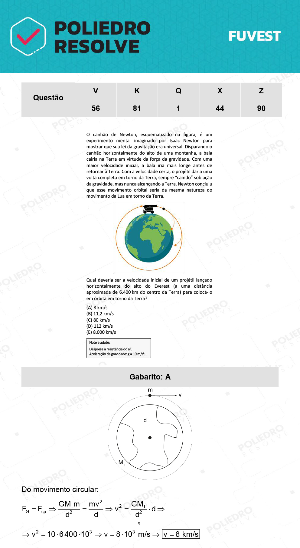 Questão 81 - 1ª Fase - Prova K - 12/12/21 - FUVEST 2022