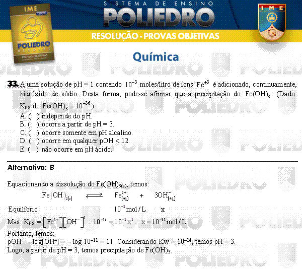 Questão 33 - Objetivas - IME 2008