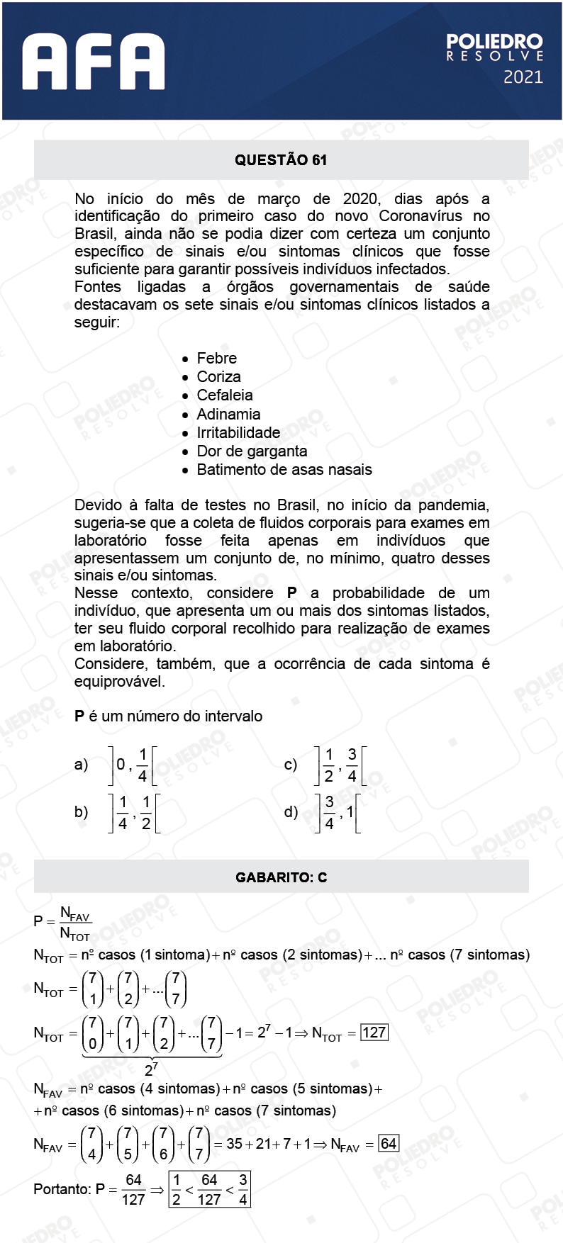 Questão 61 - Prova Modelo A - AFA 2021