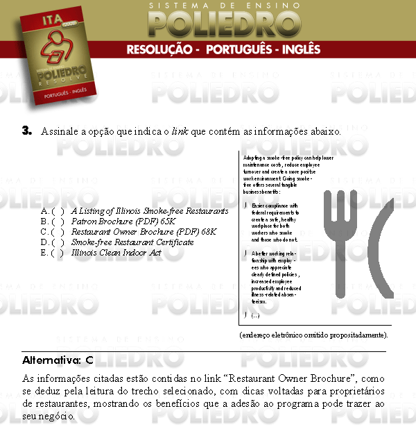 Questão 3 - Português e Inglês - ITA 2008