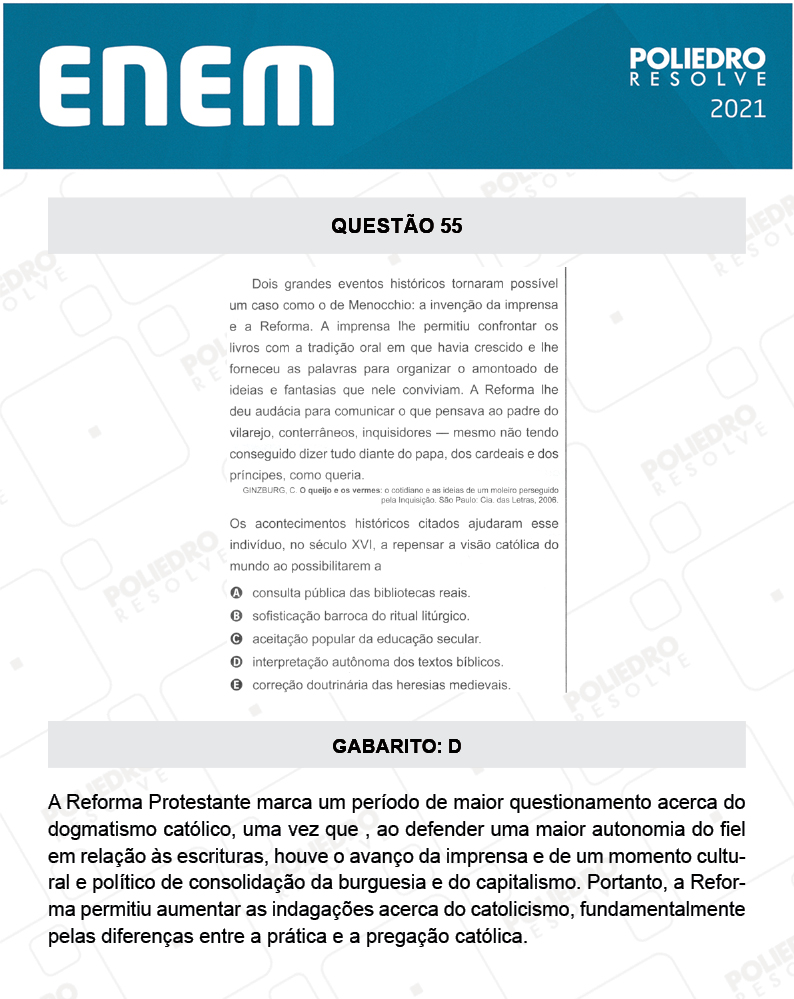 Questão 55 - 1º DIA - Prova Amarela - ENEM 2020