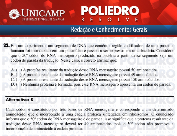 Questão 22 - 1ª Fase - UNICAMP 2012