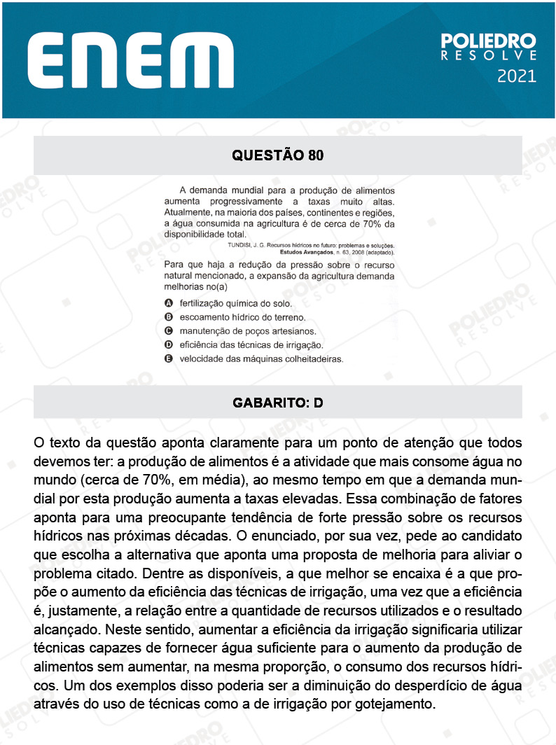 Questão 80 - 1º DIA - Prova Branca - ENEM 2020