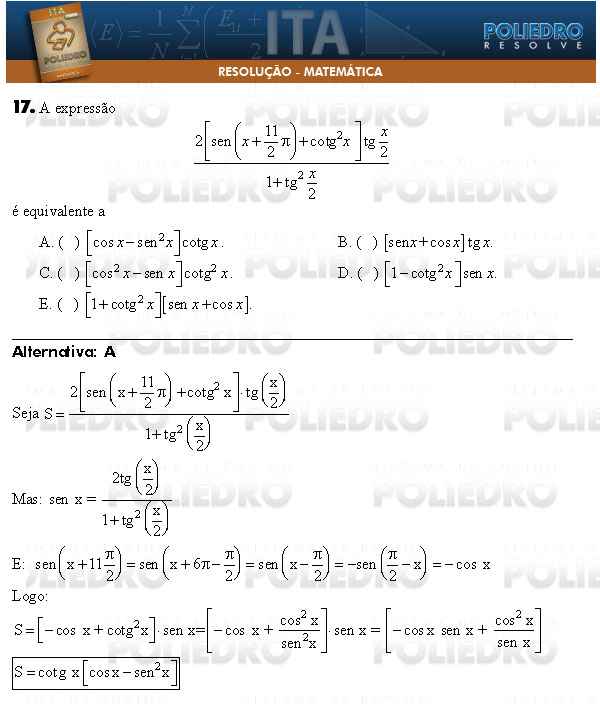 Questão 17 - Matemática - ITA 2009