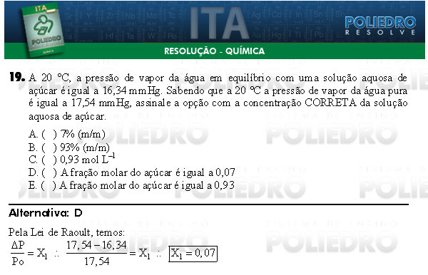 Questão 19 - Química - ITA 2009