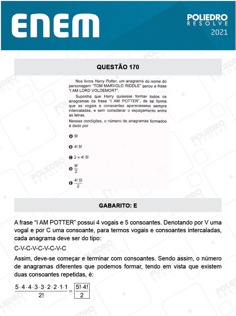 Questão 170 - 2º Dia - Prova Amarela - ENEM 2020