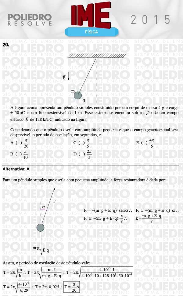 Questão 20 - Objetiva - IME 2015