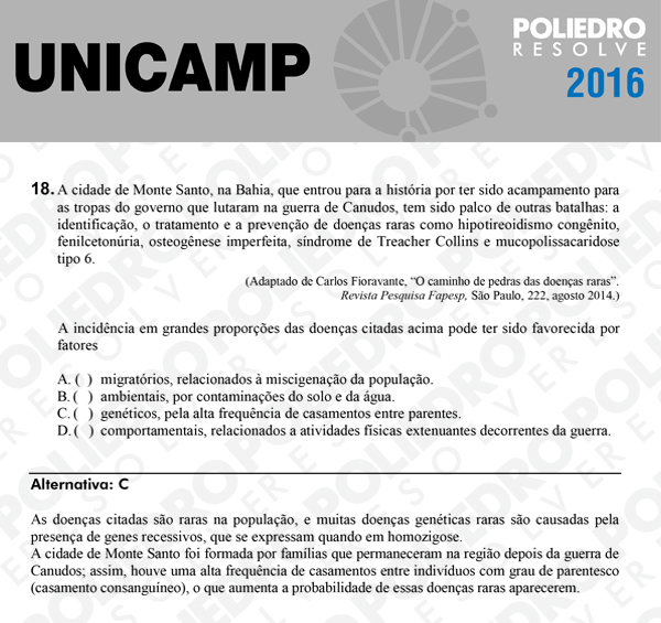 Questão 18 - 1ª Fase - UNICAMP 2016