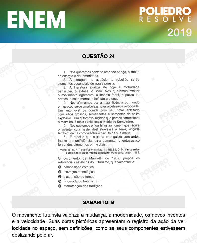 Questão 24 - 1º DIA - PROVA AMARELA - ENEM 2019