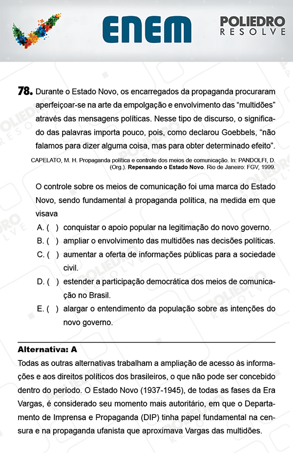 Questão 78 - 1º Dia (PROVA AZUL) - ENEM 2017