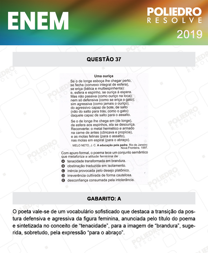 Questão 37 - 1º DIA - PROVA ROSA - ENEM 2019