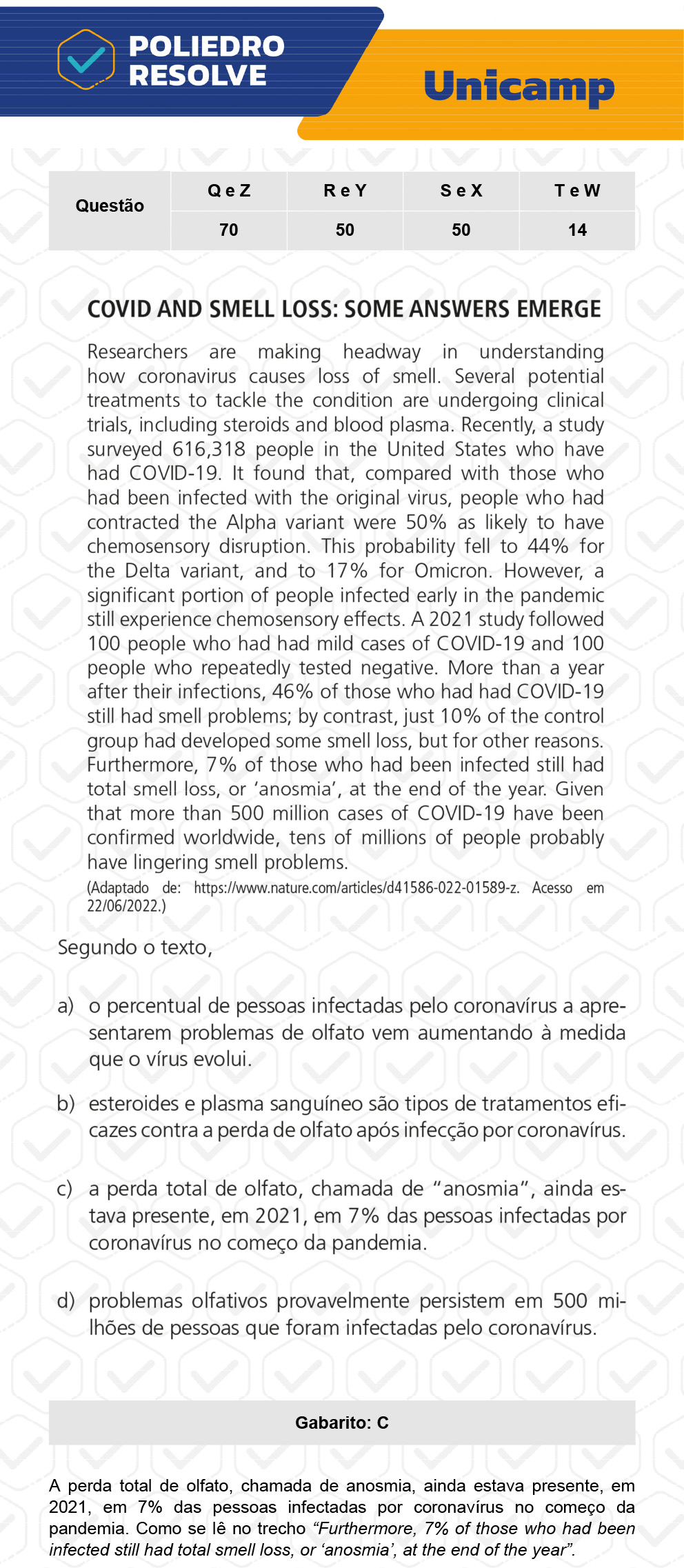 Questão 70 - 1ª Fase - 1º Dia - Q e Z - UNICAMP 2023