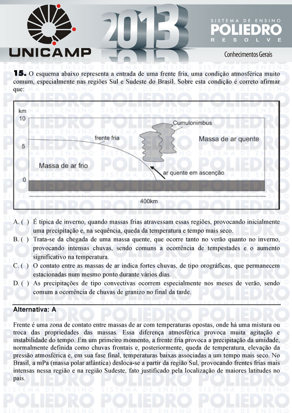 Questão 15 - 1ª Fase - UNICAMP 2013