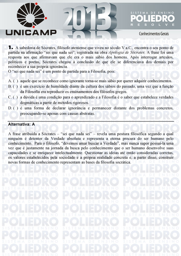 Questão 1 - 1ª Fase - UNICAMP 2013