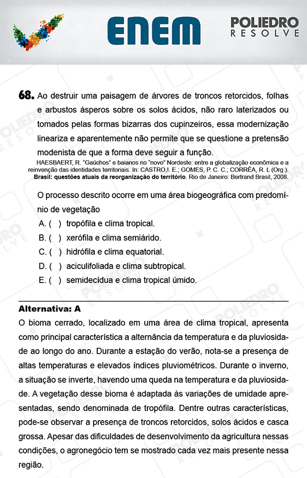 Questão 68 - 1º Dia (PROVA AZUL) - ENEM 2017