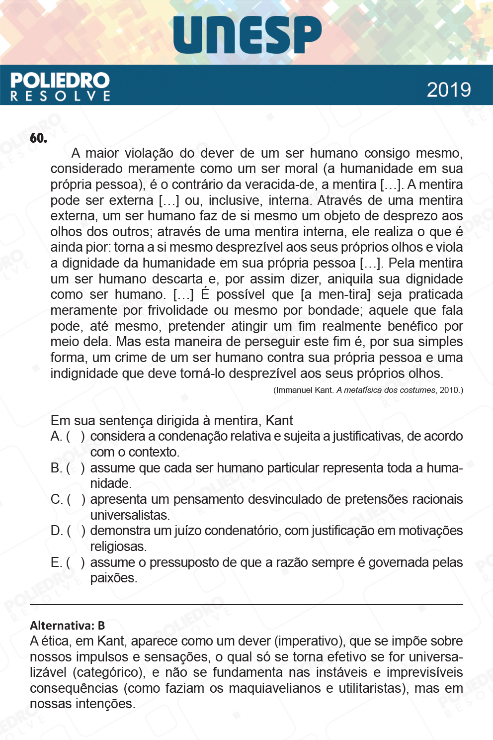 Questão 60 - 1ª Fase - UNESP 2019