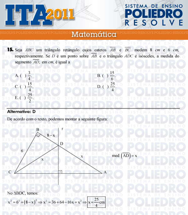 Questão 15 - Matemática - ITA 2011