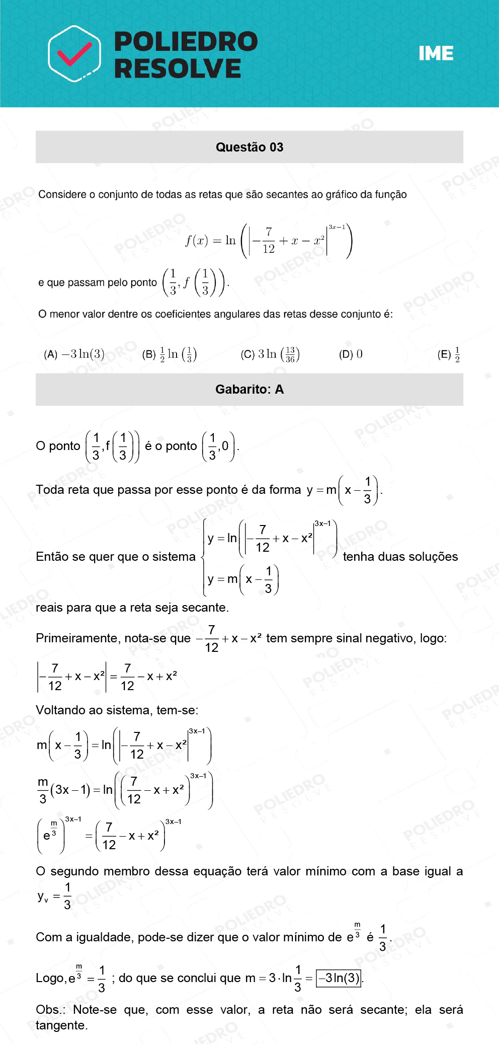 Questão 3 - 1ª Fase - IME 2022