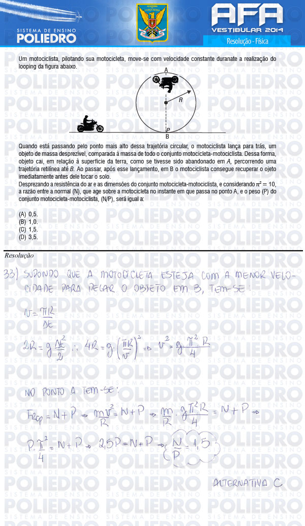 Questão 33 - Prova Modelo B - AFA 2014