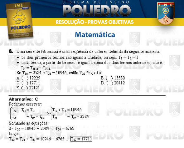 Questão 6 - Objetivas - IME 2008