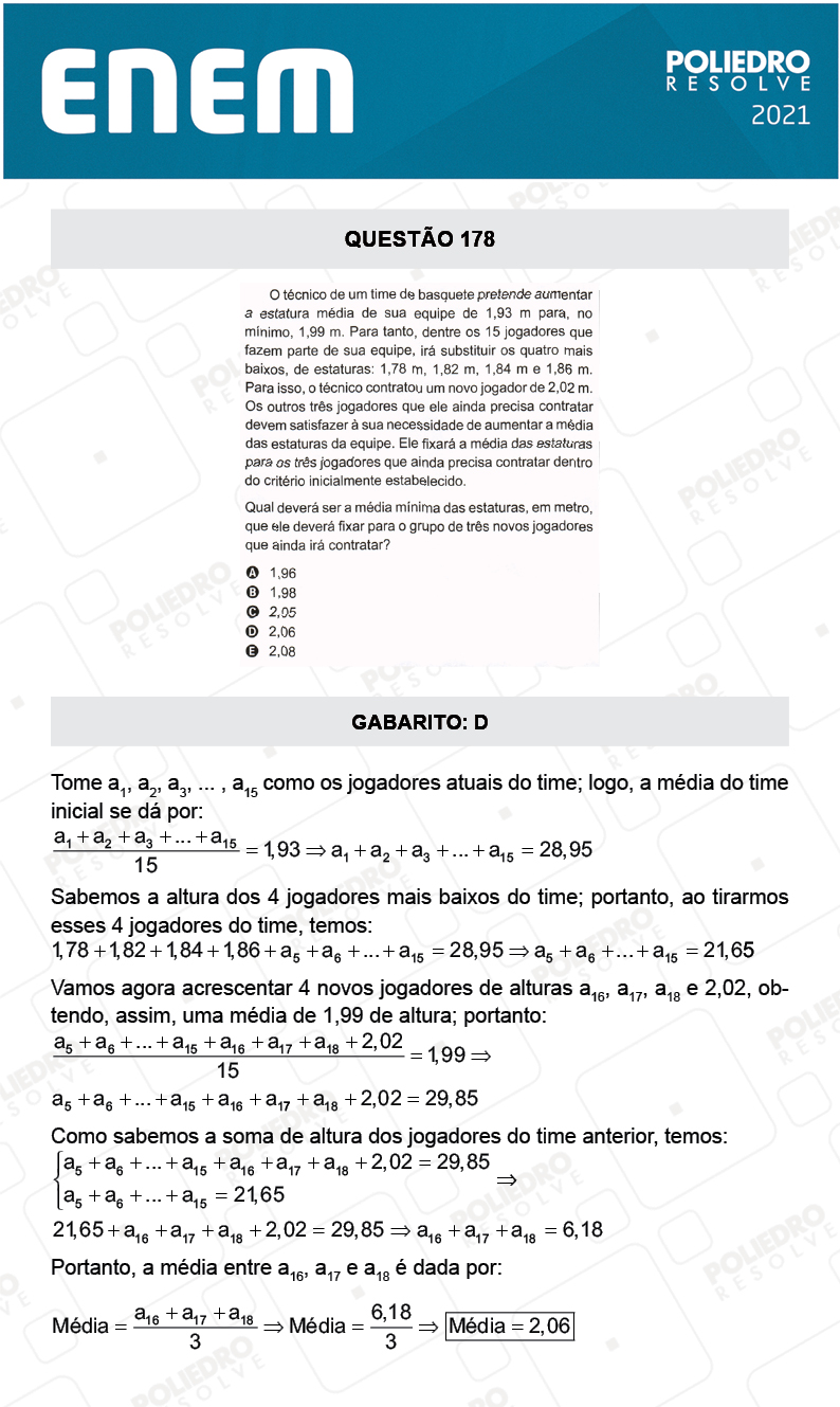 Questão 178 - 2º Dia - Prova Cinza - ENEM 2020