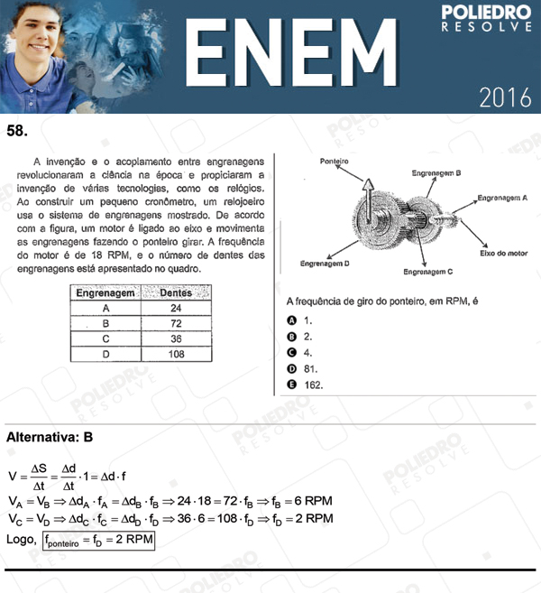 Questão 58 - 1º Dia (PROVA ROSA) - ENEM 2016