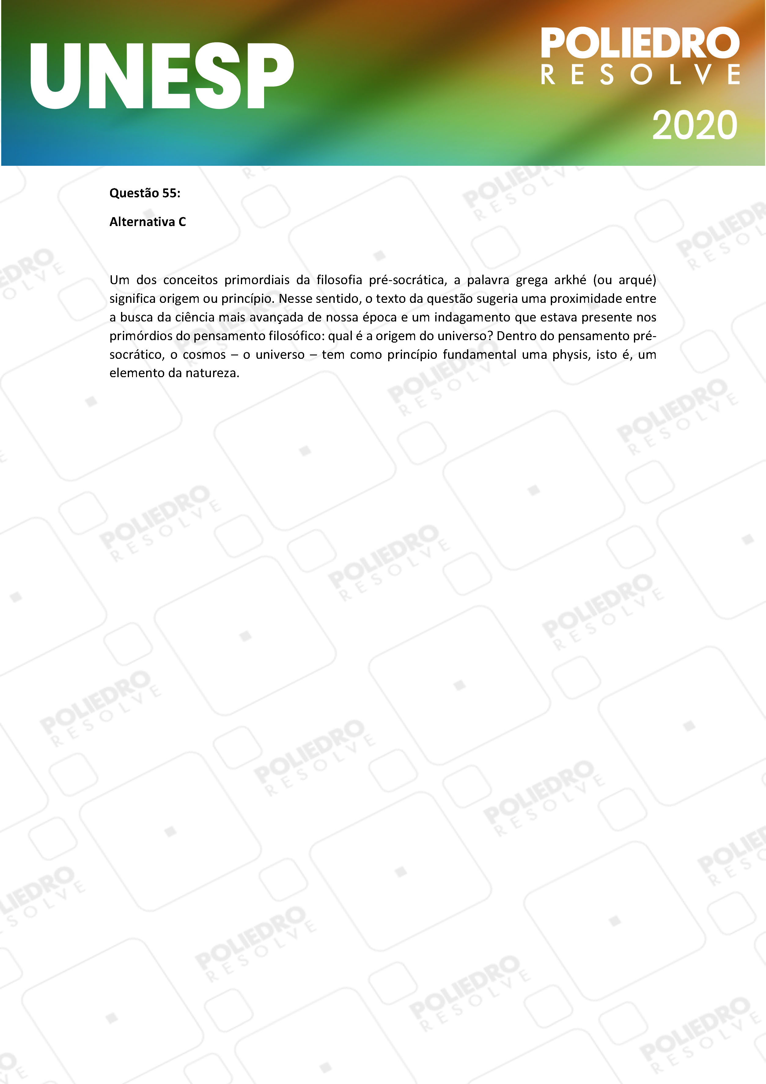 Questão 55 - 1ª Fase - UNESP 2020